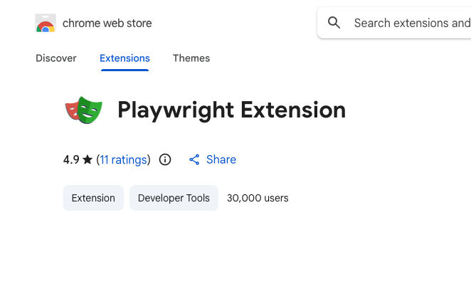Playwright Extension in Chrome Web Store